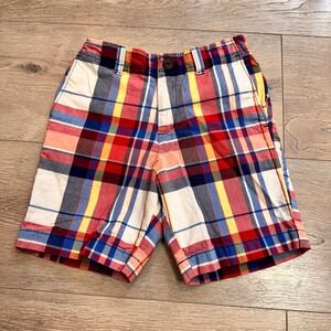 Lands' End Boys‎ Plaid Shorts Size 7 Adjustable Waist Colorful Casual Cotton